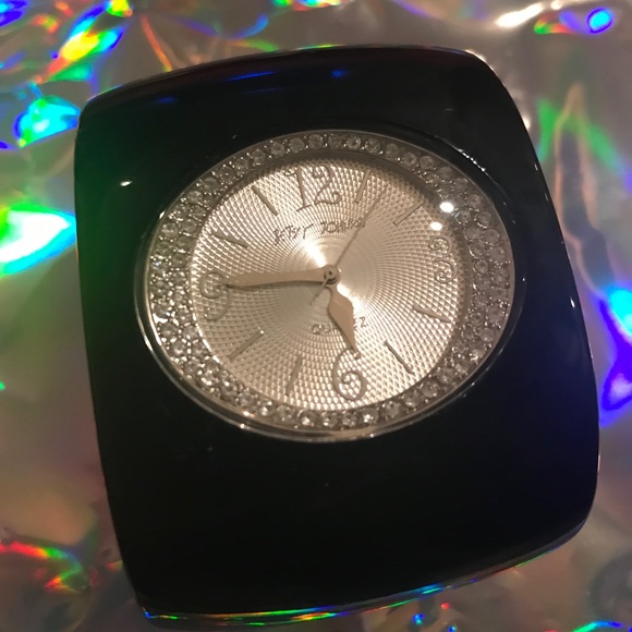 Black lucite crystal bracelet watch Betsey Johnson - Picture 2 of 6